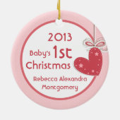 Baby's eerste kersthartfoto kerst keramisch ornament (Achterkant)