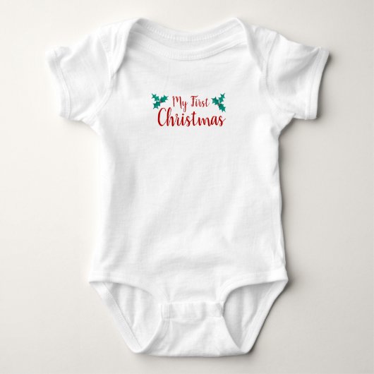 Baby's Eerste KerstHolly-Baby-pak Romper (Voorkant)