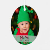 Baby's eerste kerstjaar Sjabloon met fotoscript Metalen Ornament (Voorkant links)