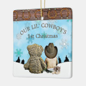 Baby's eerste kerstjongetje en Teddy Bear Keramisch Ornament (Links)