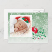 Baby's eerste kerstkaart feestdagenkaart (Voorkant / Achterkant)