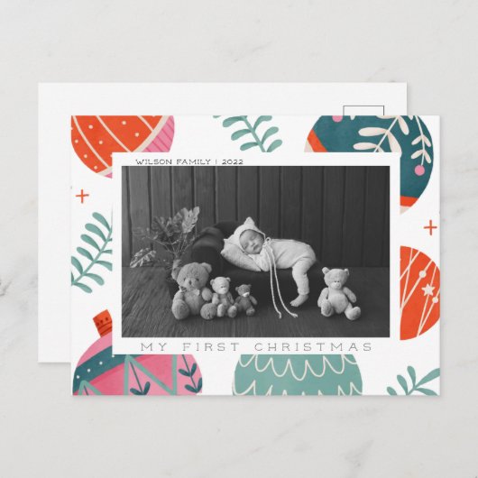 Baby's eerste kerstkaart feestdagenkaart (Voorkant / Achterkant)