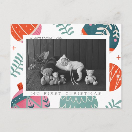 Baby's eerste kerstkaart feestdagenkaart (Voorkant)