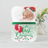 Baby's eerste kerstkaart kaart (Staand voorkant)