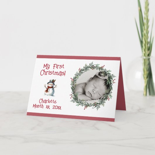 Baby's eerste kerstkaart met naam (Voorkant)