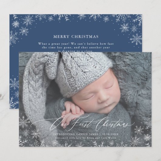 Baby's eerste kerstkaartje voor pasgeborenen feestdagenkaart (Voorkant / Achterkant)