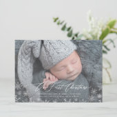 Baby's eerste kerstkaartje voor pasgeborenen feestdagenkaart (Staand voorkant)