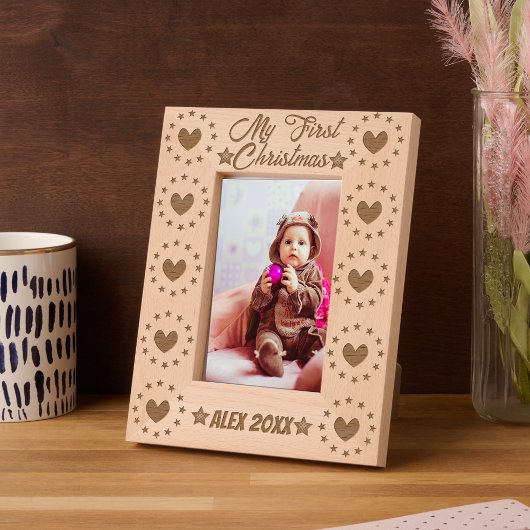 Baby's eerste kerstkalligrafie gegraveerde lijstjes