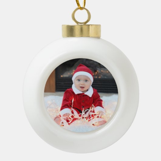Baby's Eerste kerstkeramische fotoversiering Keramische Bal Ornament (Voorkant)