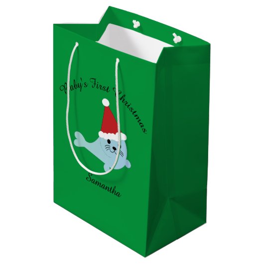 Baby's eerste kerstkerstkerstkerstman medium cadeauzakje (Achterkant Gekanteld)