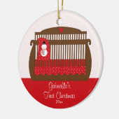 Baby's eerste kerstkerstsierkerstWieg Keramisch Ornament (Links)