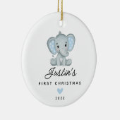 Baby's eerste kerstkind, baby Elephant Keramisch Ornament (Rechts)