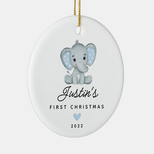 Baby's eerste kerstkind, baby Elephant Keramisch Ornament (Rechts)