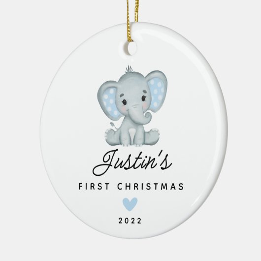 Baby's eerste kerstkind, baby Elephant Keramisch Ornament (Links)