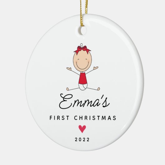 Baby's eerste kerstkind meisje keramisch ornament (Links)