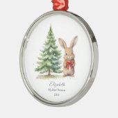 Baby's eerste kerstkonijn gepersonaliseerd metalen ornament (Links)