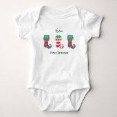 Baby's Eerste Kerstkousen Gepersonaliseerde naam Romper (Voorkant)