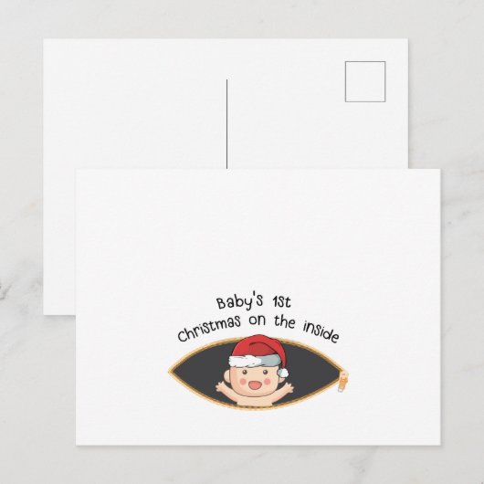 Baby's eerste kerstkraamfeest Santa baby shower Uitnodiging Briefkaart (Voorkant / Achterkant)