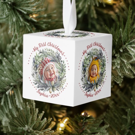 Baby's eerste kerstkrans met groene foto decoratie (Boom)