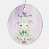 Baby's eerste kerstlam gepersonaliseerd keramisch ornament (Links)