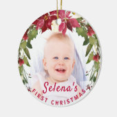 Baby's eerste kerstman Holly Wreath Photo Keepomwi Keramisch Ornament (Links)