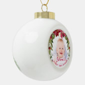 Baby's eerste kerstman Holly Wreath Photo Keepomwi Keramische Bal Ornament (Links)