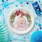 Baby's eerste kerstman Holly Wreath Photo Keepomwi Papieren Bordje (Feest)