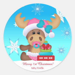 Baby's eerste kerstman met een stomme trut ronde sticker