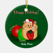 Baby's eerste kerstman persoonlijke hamster-Cartoo Keramisch Ornament (Voorkant)