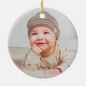 Baby's eerste kerstman Speelgoed paard Aangepast Keramisch Ornament (Achterkant)