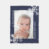 Baby's eerste kerstmarinier Blauwe foto Snowflakes Fleece Deken (Voorkant)