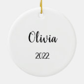 Baby's Eerste Kerstmeisje Eigen naam Keramisch Ornament (Achterkant)