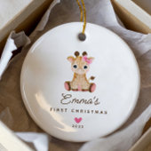 Baby's Eerste Kerstmeisje Giraffe Keramisch Ornament