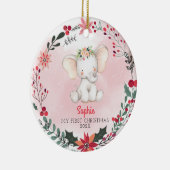 Baby's eerste kerstmeisje met naam keramisch ornament (Rechts)