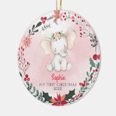 Baby's eerste kerstmeisje met naam keramisch ornament (Links)