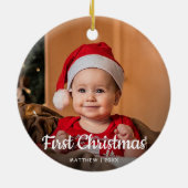 Baby's Eerste Kerstmis 1 foto Keramisch Ornament (Achterkant)