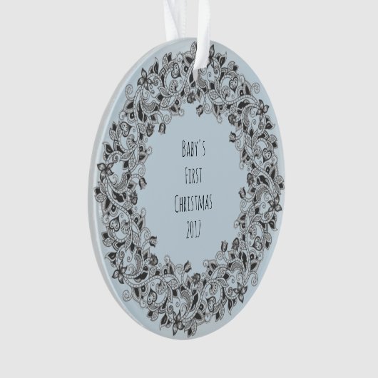 Baby's Eerste Kerstmis 2017 lichtblauw ornament (voorkant)