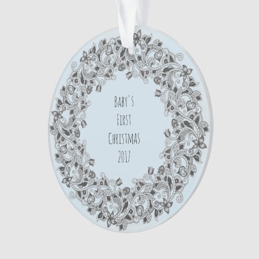 Baby's Eerste Kerstmis 2017 lichtblauw ornament (voorkant)
