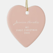 Baby's Eerste Kerstmis 2021 Aangepaste foto | Blus Keramisch Ornament (Rechts)