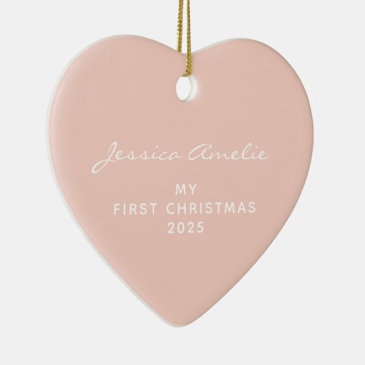 Baby's Eerste Kerstmis 2021 Aangepaste foto | Blus Keramisch Ornament (Rechts)