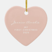 Baby's Eerste Kerstmis 2021 Aangepaste foto | Blus Keramisch Ornament (Voorkant)