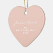 Baby's Eerste Kerstmis 2021 Aangepaste foto | Blus Keramisch Ornament (Links)