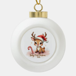 Baby's Eerste Kerstmis 2025 – Keramische Kerstbal Bal Ornament
