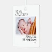 Baby's Eerste Kerstmis 2 Foto Metalen Ornament (Voorkant links)