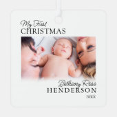 Baby's Eerste Kerstmis 2 Foto Metalen Ornament (Achterkant)