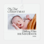 Baby's Eerste Kerstmis 2 Foto Metalen Ornament (Voorkant)