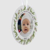 Baby's eerste Kerstmis 2 foto's Greenery Ornament (voorkant)