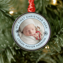 Baby's Eerste Kerstmis Aandenken Foto Metalen Ornament