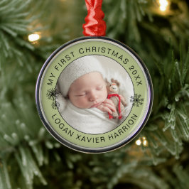 Baby's Eerste Kerstmis Aandenken Foto Metalen Ornament