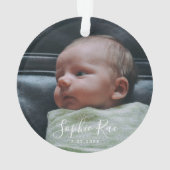 Baby's Eerste Kerstmis Aangepast 2-foto White Scri Ornament (achterkant)